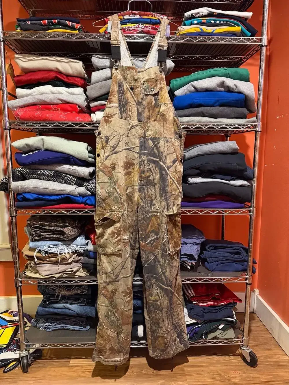 Vintage Realtree AP Camouflage Hunting Overalls Bibs Cargo Pockets